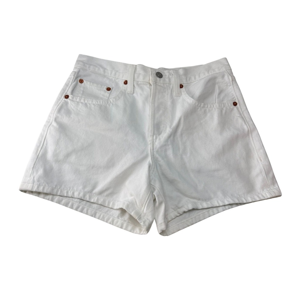 RE/DONE Mid Rise Boy Short White Denim Button Fly Shorts 184-04WBSYS Size 24 NEW